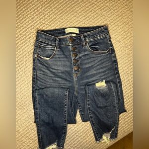 Abercrombie High Rise Super Skinny ankle.